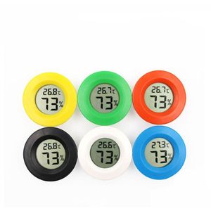 Instrumentos de temperatura Mini Round Lcd Termómetro digital Higrómetro Nevera Zer Tester Medidor de humedad Detector Herramienta de medición para el hogar Dh3Vt