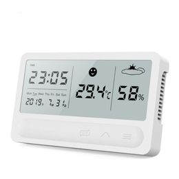 Temperatuurinstrumenten Toute weerstation Digitale LCD Display Touch Button Indoor Temperatuur Vochtigheid Monitor Hygrometer Weer Voorspelling Klok SN4310