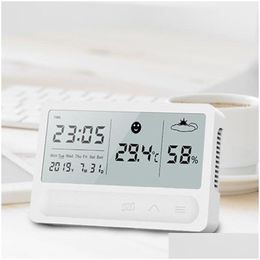 Temperatuur Instrumenten Touch Weerstation Digitale LCD Display Knop Indoor Vochtigheid Monitor Hygrometer Voorspelling Klok Bh2531 Dr Dhirh