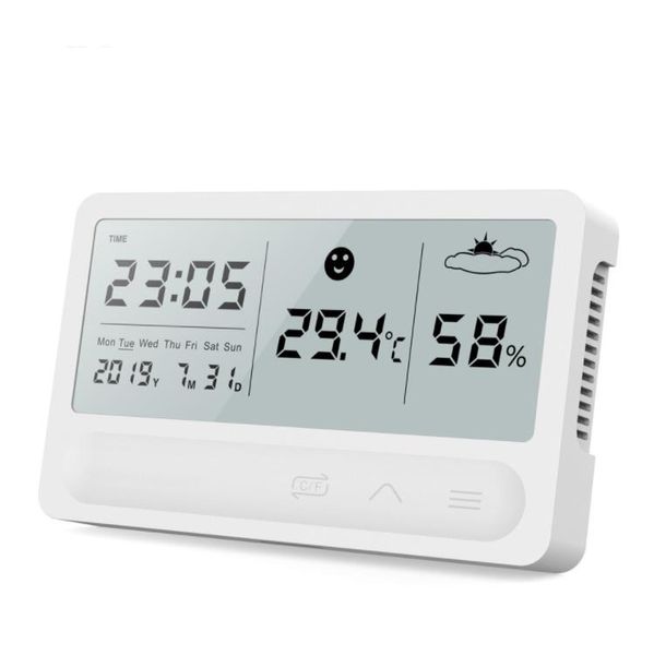 Instruments de température Station météo tactile Écran LCD numérique Bouton tactile Température intérieure Moniteur d'humidité Hygromètre Prévisions météo Horloge SN4310