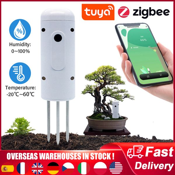 Instruments de température Tuya Zigbee Testeur de sol sans fil Température Humidité Mètre Capteur de surveillance du sol étanche Humidimètre du sol pour la plantation 230809