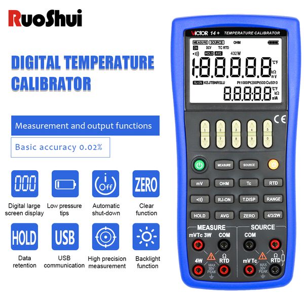 Instruments de température VICTOR 14 Calibrateur de processus multifonction de mesure RTD