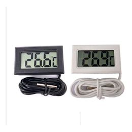 Temperatuurinstrumenten Groothandel 500 stuks Digitale LCD Sn Thermometer Koelkast Koelkast Zer Aquarium Fish Tank -50110C Gt Zwart Whit Otz2N