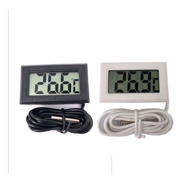 Instrumentos de temperatura al por mayor 500 piezas Digital LCD Sn Termómetro Refrigerador Refrigerador Zer Acuario Pecera -50110C GT Negro Whit Otz2N