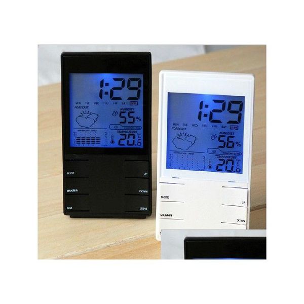Instrumentos de temperatura Moda al por mayor Interior HTC-2S Alta precisión 3.4 LCD Termómetro higrómetro electrónico con alarma de calendario Clo Dhdj2