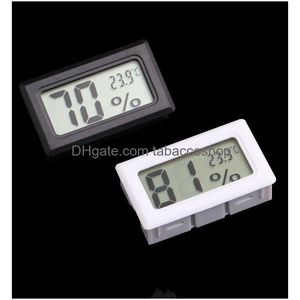 Temperature Instruments Wholesale Mini Black White Digital Lcd Embedded Thermometer Hygrometer Humidity Meter Indoor Drop Delivery Off Dhska