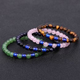 Detección de temperatura Cambios Color Estado de ánimo Pulsera de cuentas de piedra Pila de piedra Lava Ónix negro Cuentas de piedras preciosas Pulseras de la amistad Joyería de moda para mujeres