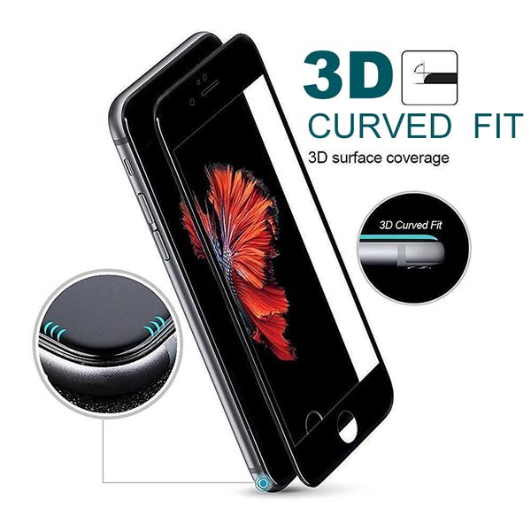 Film de protection souple en verre trempé 3D HD pour iPhone X 6 6s 7 8 Plus Protecteur d'écran en fibre de carbone à couverture complète Epacket gratuit