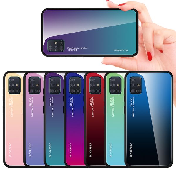 Cas en verre trempé pour Samsung Galaxy S8 S9 S10 S20 S20 Ultra plus A51 cas A71 Retour Gradient couleur Pare-chocs pour Samsung sur A10S Téléphone Case