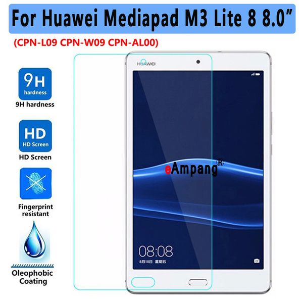Verre trempé pour Huawei Mediapad M3 Lite 8 8.0 CPN-L09 CPN-W09 CPN-AL00 Film de protection d'écran transparent protecteur d'écran de tablette