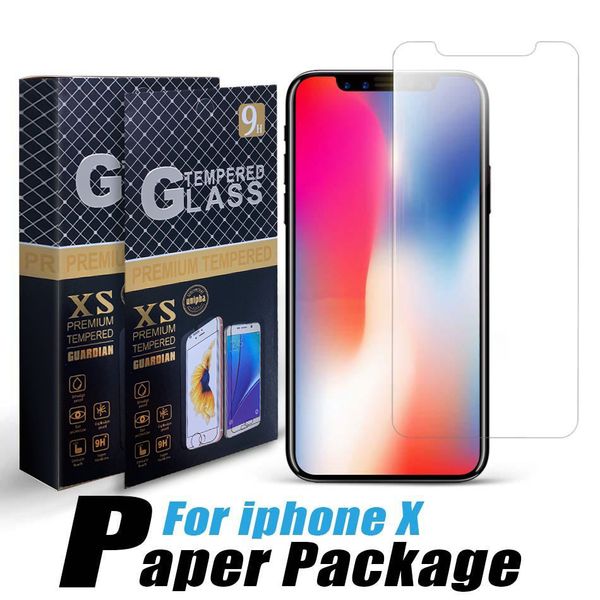 Vidrio templado para iPhone 15 14 13 Pro Max 12 Pro XS Max Samsung S21 A32-5G LG Stylo 6 Huawei P40 Protector de pantalla 9H Protector Film Paquete individual