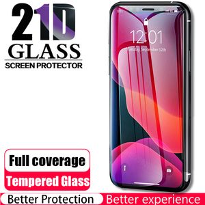 Protector de pantalla de vidrio templado para iPhone 14 12 Pro Max 13 11Mini 21D película protectora de cobertura completa 6 7 8 Plus X Xs SE Xr