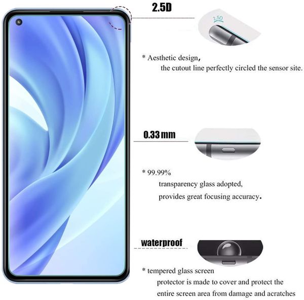 Verre tempérée pour Xiaomi Redmi Note 7 11S Mi 9 8 6 11i 11 Lite 5G NE 10T 11T Protecteur d'écran POCO F3 X3 X4 10 8 6 9t Pro Se