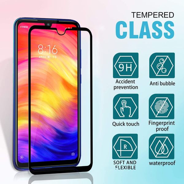 Protecteur d'écran en verre trempé à couverture complète pour xiaomi redmi note 6 7 8 8T 8A 9A 9C pro redmi 6 6A S2 note 5 5A 4X