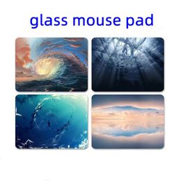 Getemt glas gaming muiskussen waterdichte hoge precisie snelheid Clear Professional Smooth Mouepad voor gamer laptop pc -kantoor