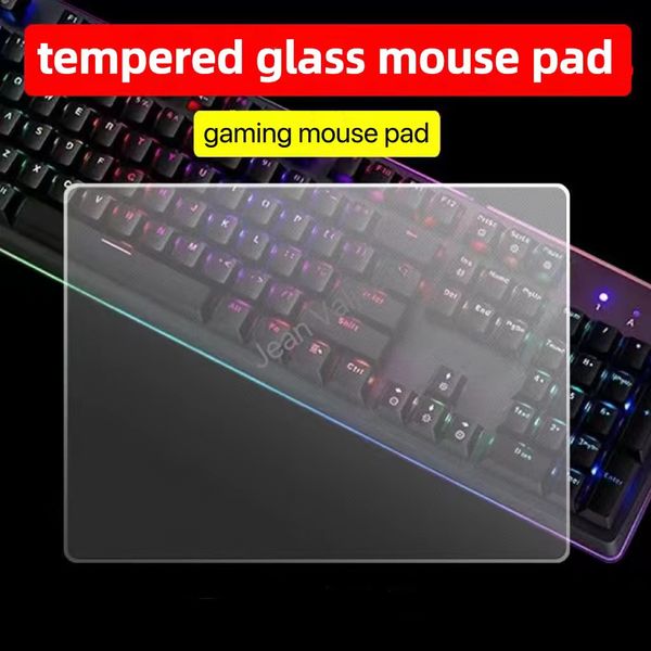 Tapis de souris en verre trempé tapis de souris de jeu bureau muet Transparent anti-dérapant accessoire de clavier de bureau de jeu étanche pour FPS CSGO