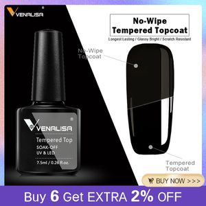 En verre trempé toppèle de toppèle vénalisa manucure de nail art super brillant sans linge de couverture de gel uv gel vernis durcie