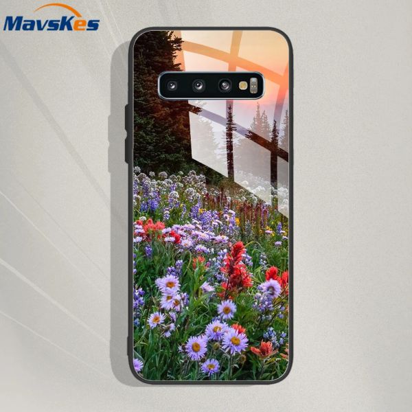 Case de teléfono de vidrio templado para Samsung Galaxy S10 S9 S8 Plus S7 Edge Lite S10e S20 Fe S22 más Ultra 5G Cajas Silicona de cubierta posterior