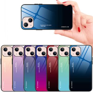 Estuches de teléfono de vidrio templado para Iphone 13 Pro Max 12mini 11 Xr Xs X 6 7 8 Plus Estuche Gradiente de color Suave TPU Cove posterior Sutiable para Samsung de alta calidad