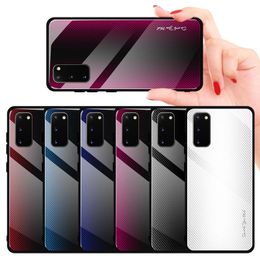 Étuis de téléphone en verre trempé pour Samsung Galaxy S21 S20 FE S10 S9 Plus couverture Note 20 Ultra 10 pare-chocs en TPU souple