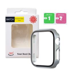 Protecteur d'écran en verre trempé pour Apple Watch 8 7 6 5 SE Ultra 49 mm 45 mm 44 mm Pare-chocs 3D Couverture PC Plusieurs couleurs avec emballage de vente au détail