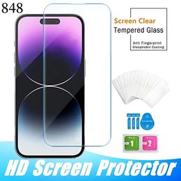 Protector de pantalla de vidrio templado para iPhone 15 14 Pro Max 13 Mini 12 11 XR XS X 8 7 Plus Samsung Galaxy S23 S22 S21 Fe A54 A04 A34 A33 A53 848D Edición Film 9H Antiatter