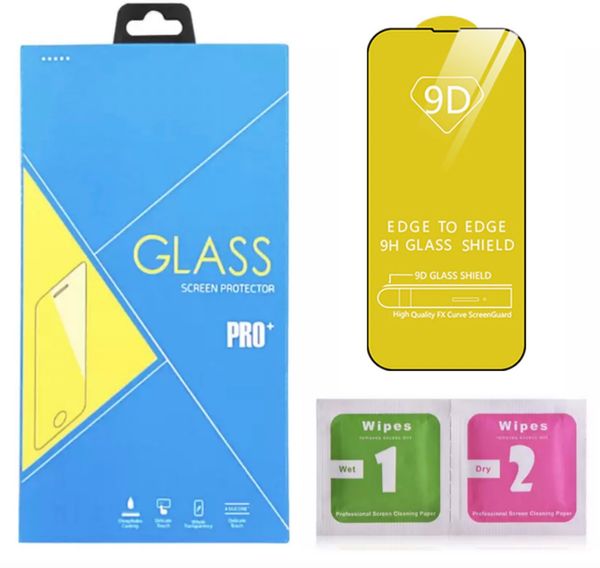 Protecteur d'écran en verre trempé pour iPhone 14 Plus Pro Max 13 12 11 7 8 X Xs XR Économiseur de couverture complète avec emballage de vente au détail