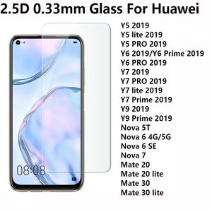Voor Huaeri Y5 Y6 Y7 Y9 PRO Lite Prime 2019 NOVA 5T 6 SE 7 MATE 20 LITE MADE 30 IITE 2,5D 0.33mm Gehard Glass Telefoon Screen Protector