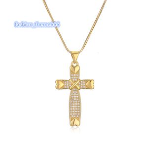 Caballero Templario chapado en oro colgante de moissanita Cruz de cristal VVS collares de diamantes mujer diamante helado Cruz de Jesús