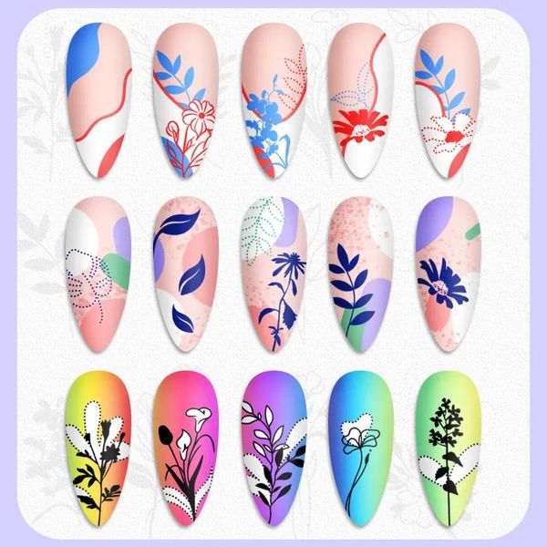 Modèles BORN PRETTY Nail Stamping Plate Ligne et feuilles Fleur Nail Art Board StampingTemplate Acier inoxydable Nail Design Manucure