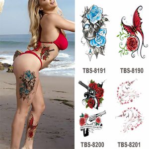 Temporaire Beaux Autocollants De Tatouage Violet Rose Rouge Rose Papillon Crâne Hommes Et Femmes Art De Tatouage De Mode