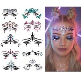 Decoraciones temporales para uñas Rhinestone Brillo Pegatinas para tatuajes Joyas para la cara Gemas Festival Fiesta Maquillaje Joyas para el cuerpo Flash Tatuajes temporales falsos