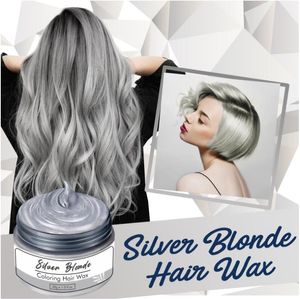 Pomada de cera para el cabello gris plateado temporal para personas, tinte para el cabello gris barro para colorear de lujo, tratamiento lavable con sujeción durante todo el día, cera para peinado no grasosa