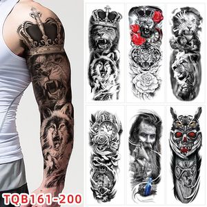 Tatouage temporaire Bady Art Sticker ARM Plein Tatouages ​​étanches Totem Totem Géométrique Grand Taille Sleeve Tatoo Fake Tatto pour hommes et femmes