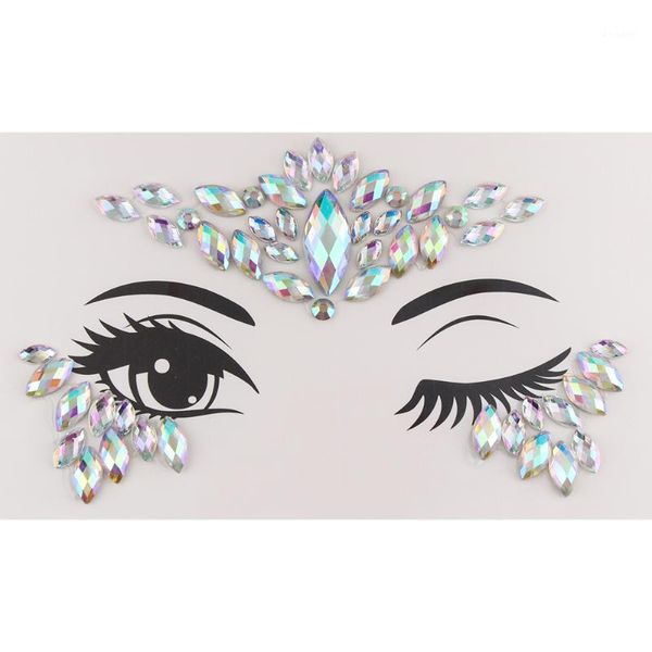 Tatouage temporaire visage bijoux gemmes strass décoration fête maquillage corps brillant festival flash tatouages art autocollants1