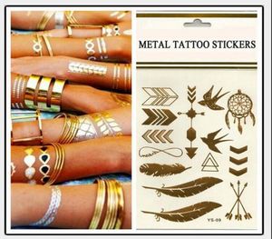 Tatouage temporaire tatouage doré tatouages Flash tatouages de feuilles métalliques produits sexy bijoux tatouage au henné autocollants de tatouage d'art corporel 1425cm2282310
