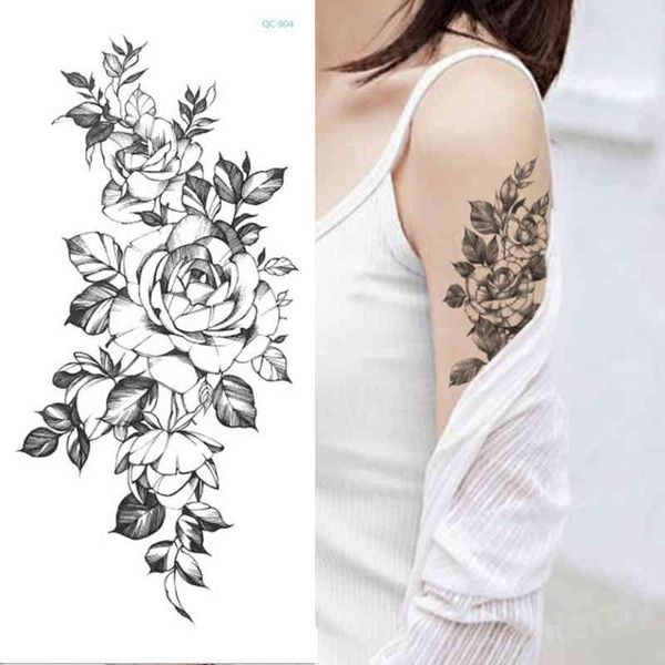 Tatuaje temporal Sexy pegatina Tatoo pegatinas flor Rosa bocetos diseños de tatuajes Bady Art para niñas modelo tatuajes brazo pierna