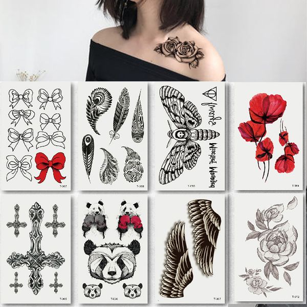 Tatuajes Temporales 100 Piezas Mini Tatuaje Manga Mujer Chica Belleza Cuerpo Brazo Arte Rosa Flor Mariposa Tigre Brillo Pegatina Impermeable 230621