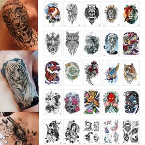 Tijdelijke Tattoos 100 Stuk Groothandel Waterdichte Tattoo Sticker Tijger Schedel Draak Slang Bloem Body Arm Mandala Cool Mouw Man Vrouwen 230621