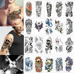 Tijdelijke Tattoos 100 Vellen Groothandel Waterdicht Fake Tattoo Man Vrouwen Cool Arm Been Art Mouw Glitter Adelaar Zwarte Sticker 230621