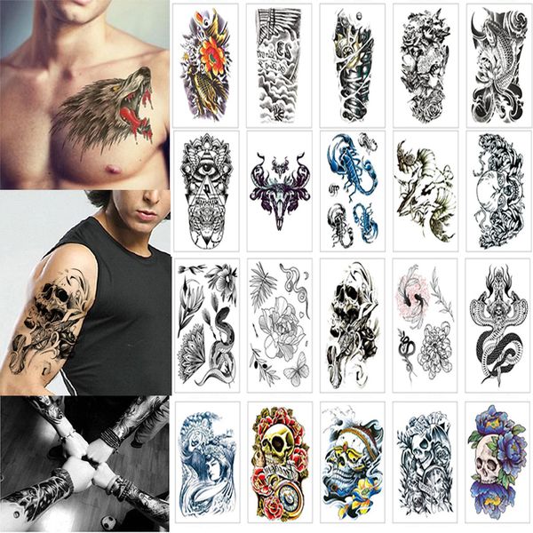 Tatouages temporaires 100 Feuilles En Gros Étanche Faux Tatouage Homme Femmes Cool Bras Jambe Art Manches Glitter Aigle Noir Autocollant 230621