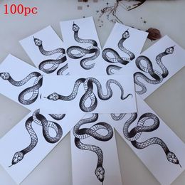 Tijdelijke tatoeages 100 st Bloem Arm Slang Waterdichte Tijdelijke Tattoo Sticker Mannen Vrouwen Big Size Zwart Cool Mode Persoonlijkheid Art nep Tattoo Set 230701