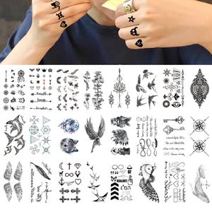 Tatuajes temporales 100pcs pequeños impermeables tatuajes temporales pegatinas de dedo de la estrella llave del alfabeto del alfabeto del cuello de muñeca simple