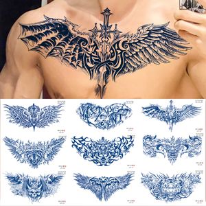 Tijdelijke Tattoos 100 Stuks Groothandel Sap Blijvende Inkt Borst Tattoo Waterdicht Vleugels Egle Gun Cool Man Mode Sticker Sexy Vrouwen Tatoo 230616