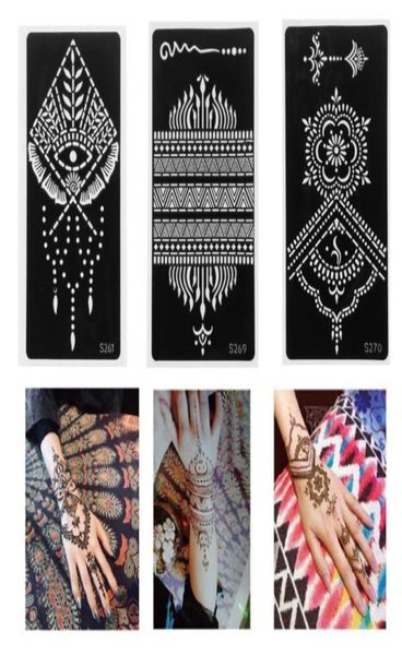 Tatouages ​​temporaires 2021 Autocollants de tatouage Pochoirs Mehndi Style Modèle de henné Autocollant Autocollant à la main DIY Body Art Peinture Tool7937995