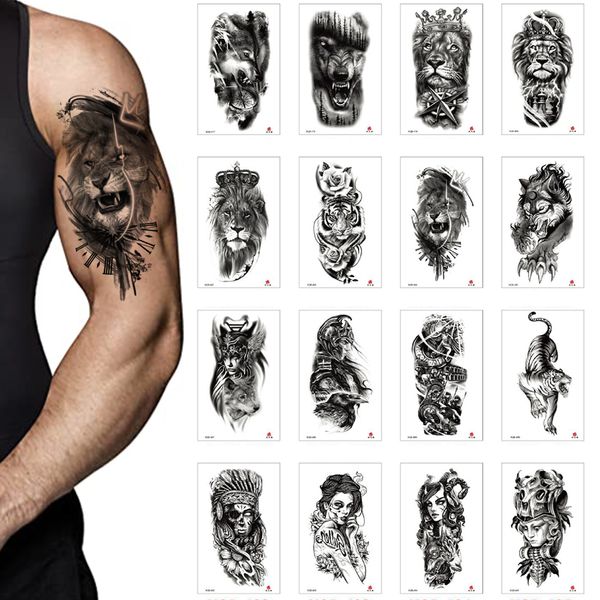 Tatouages temporaires 2023 100 Pcs En Gros Étanche Fleur Autocollant De Tatouage Loup Lion Tigre Flash Body Art Bras Faux Femmes Totem 230621