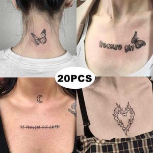 Tijdelijke tatoeages 20 stcs Zwarte vlinder Rose hartvorm vrouwen meisjes sexy tijdelijke tattoo -stickers waterdichte nep tato's bodyarm borst art z0403