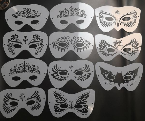 Tatouages temporaires 21pcs Noël Halloween Party Enfants Réutilisable Dessin Art DIY Vivid Style Lavable Visage Corps Peinture Pochoirs Ensemble 231207