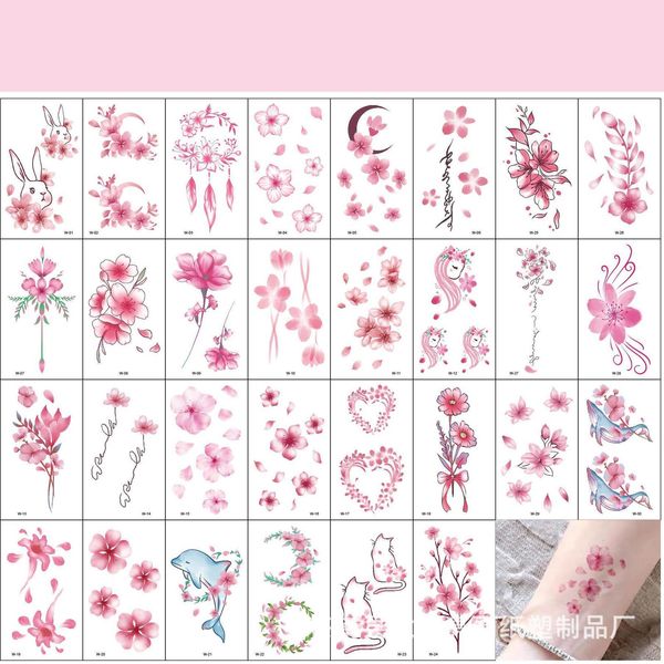 Tatouages temporaires 30 petits autocollants de tatouage frais durables Corée Harajuku fleurs dessin animé étoile sexy temporaire 230422