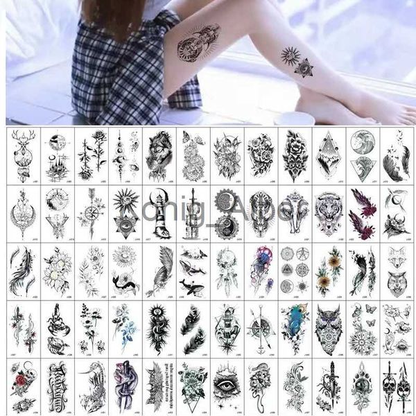 Tatuajes Temporales 60 Estilos Etiqueta Engomada Del Tatuaje Temporal A Prueba de agua para Mujeres Hombres Tatuajes Lobo Cráneo Flores Serpiente Arte Corporal Cuello Brazo Mano Falso Tatoo x0724